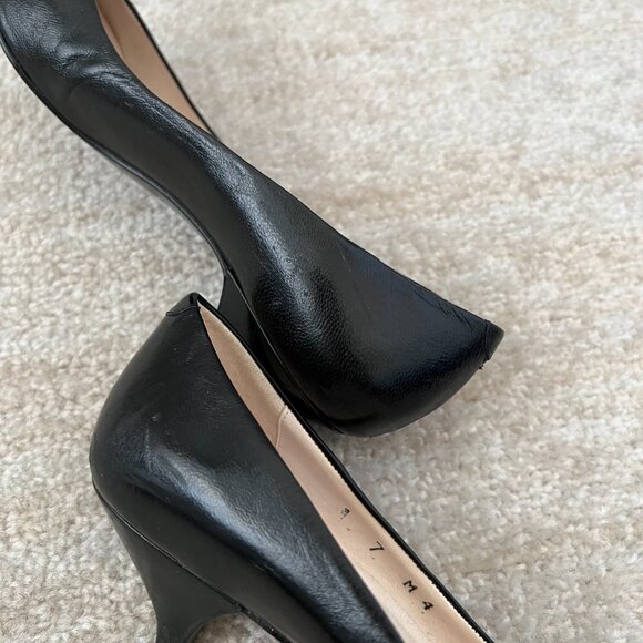 Vintage Jazz Black Leather Kitten Heel Shoes 7 Made in Spain - Picture 6 of 11